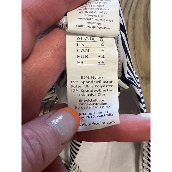 Nip Tuck Swim Navy & White One Piece Multi Fit Cup Bathing Suit USA Size 4 - Picture 14 of 16